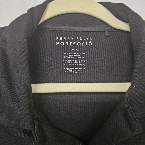 Perry Ellis Portfolio Collar Shirt, Men's large, Black - Picture 2 of 3